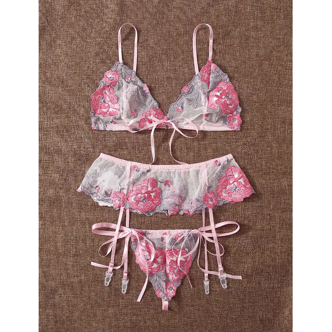 Churchf Hot Sex Lingerie Sexy Women's Pajamas Split Three-Piece Esque Set