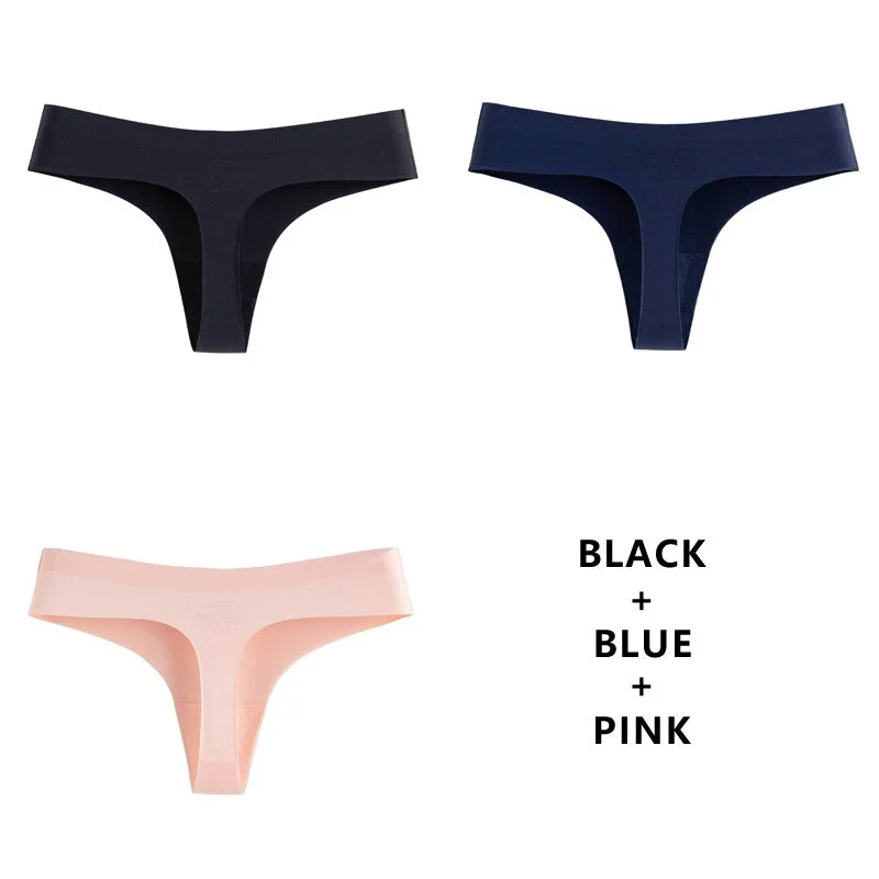 Meet'r 3Pcs/Lot Women Seamless Panties Underwear Fashion Sexy Low-Rise Thong Female Comfortable Intimates G String Lingerie