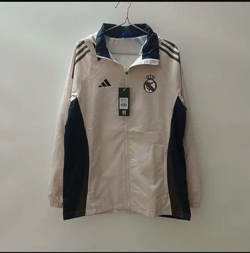 2024/2025 Real Madrid Windbreaker Off white Soccer Jersey 1:1 Thai Quality
