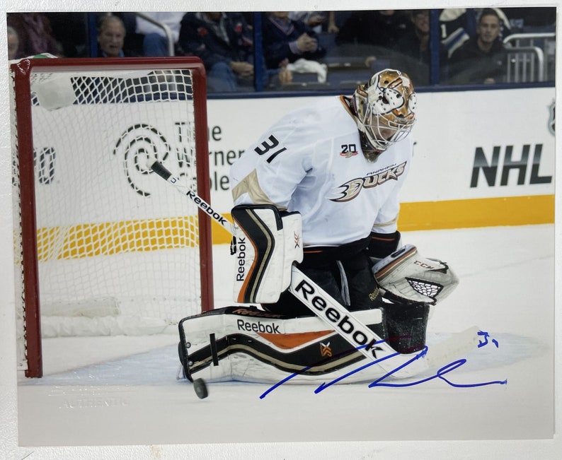 Frederik Andersen Signed Autographed Glossy 8x10 Photo Poster painting Anaheim Ducks - COA Matching Holograms