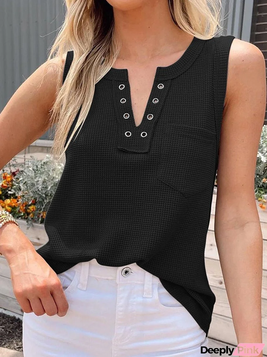Casual Solid Color V Neck Loose T-Shirt