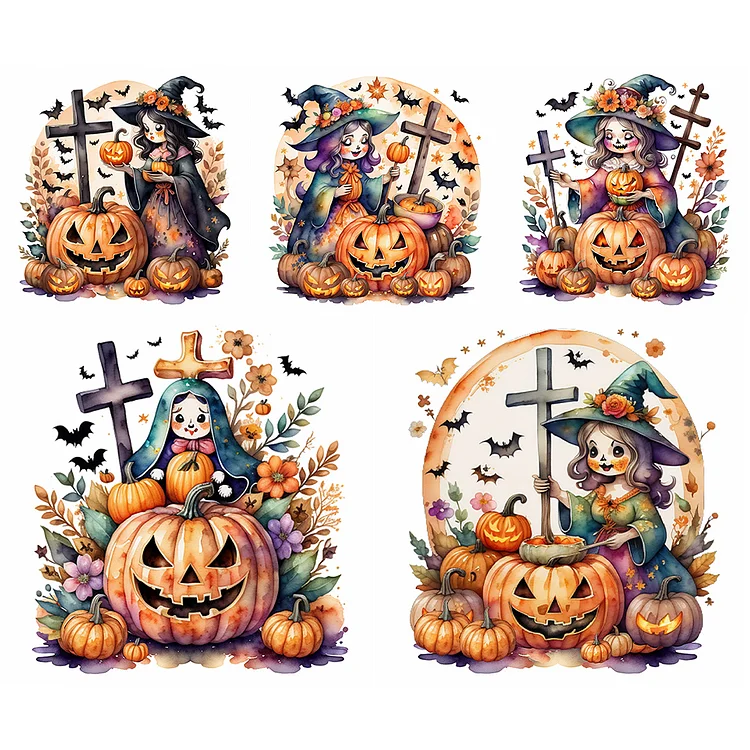 Witch In Pumpkin Patch | Full Square Drill 5D Diamonds | Halloween Diamond  Painting Kit | DIY Witch Rhinestone Emroidery