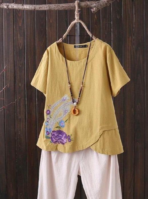 Loose Embroidered Short Sleeve T-Shirt