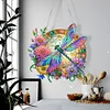 5D Diamond Painting Double Sided Effect  Stained Glass Panel Decorative Home Garden Decoration Hanging Kit(Dragonfly)