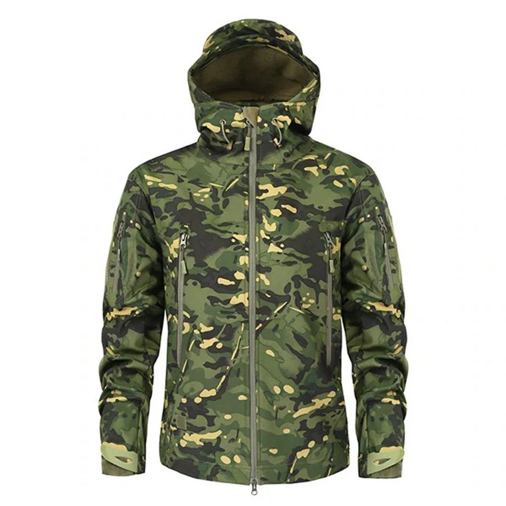 Men's Military Camouflage Fleece Jacket Army Tactical Clothing  Multicam Male Camouflage Windbreakers