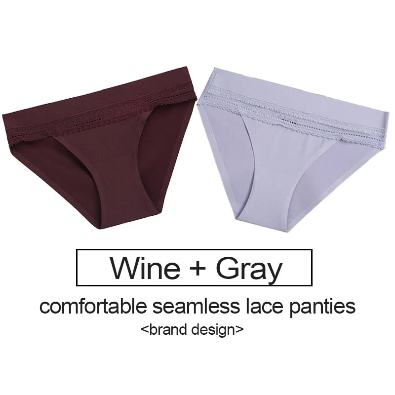 2PCS/Set Lace Panties Women's Underwear Female Lingerie Seamless Panties Underpants Sexy Briefs Intimates Woman Girls Pantys