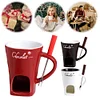 Candle Cup Cheese Chocolate Melting Ceramic Mug Chocolate Fondue Mug with Fork
