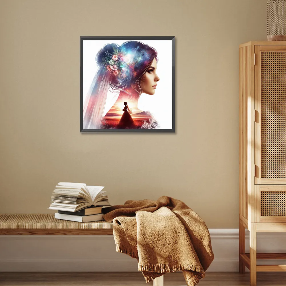 Diamond Painting - Full Round Drill - Romantic Wedding Silhouette(Canvas|30*30cm)