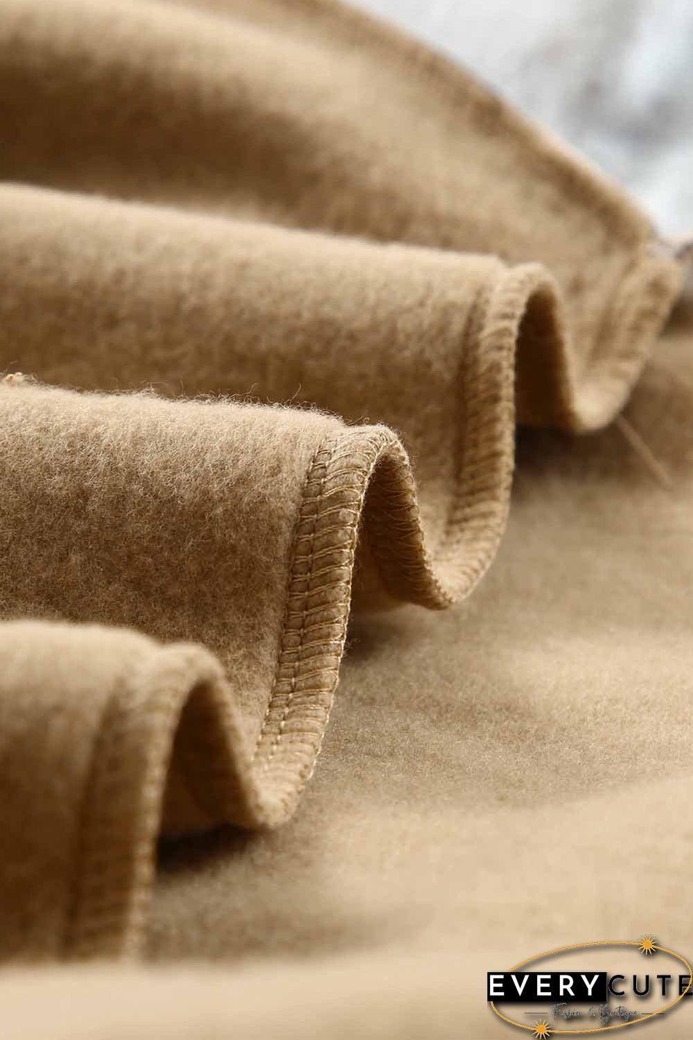 Khaki Leopard Bishop Sleeve Hooded Sweatshirt