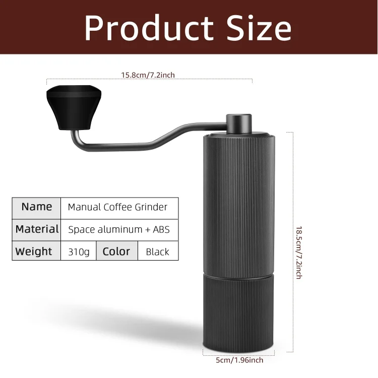 Aluminium Portable Grinder Manual Coffee Bean Grinders Stainless Steel Burr Mill Espresso Hand Crank Kitchen Cafe Accessorios