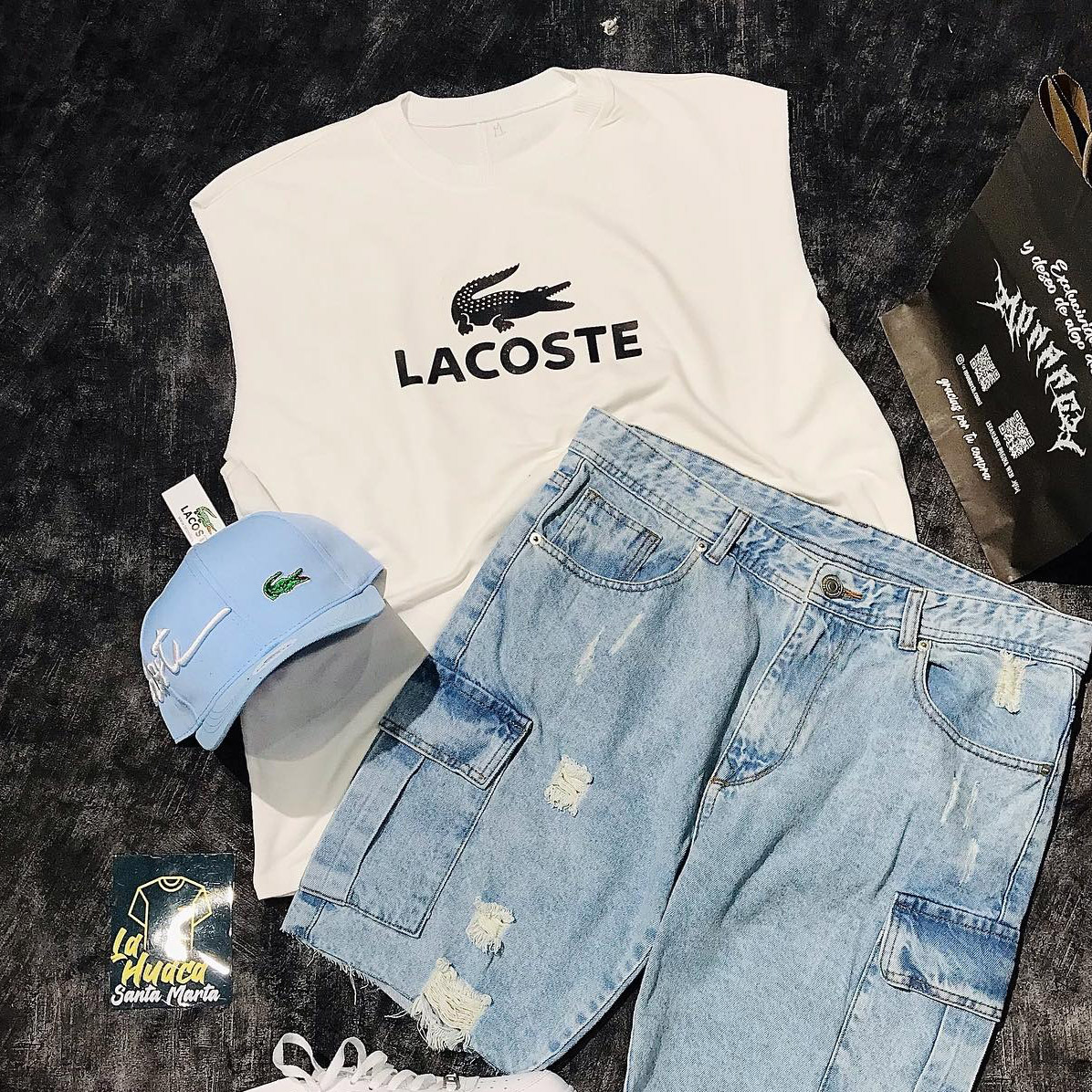 Lacoste Crocodile Oversized Cotton Tank Top