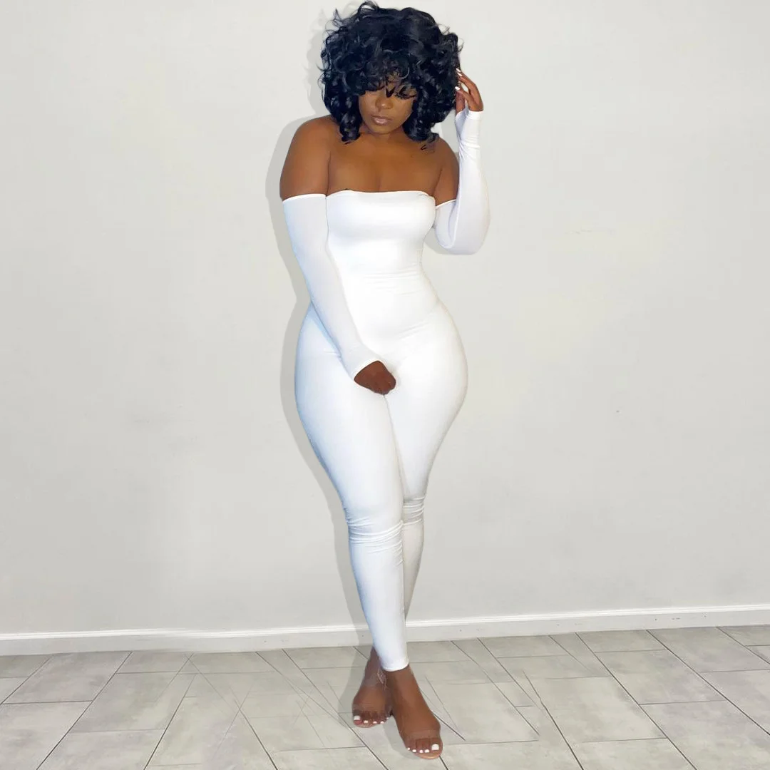 Long Sleeve Off Shoulder Bodycon One Piece Jumpsuit