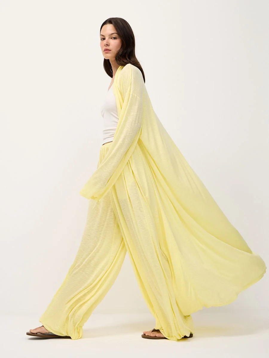 Athvotar Athvotar Lazy Wind Perspective Loose Long Open Shirt Plus Short Skirt Suit Women's Jersey Trousers Two Sets