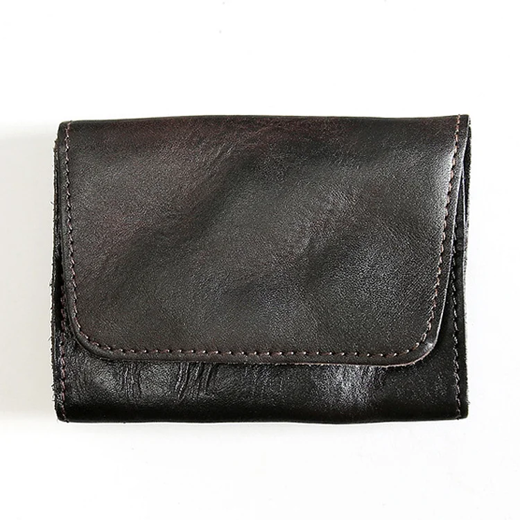 Vintage Men's Top Grain Leather Short Wallet