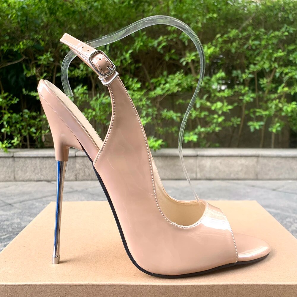 GOOSHOE 16cm Thin High Heels Sandals Pumps Peep Toe Cross Dresser Fetish Man