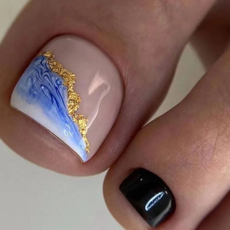 Churchf Churchf Blue Color Nail Fairy White Fake Nails Spring And Summer Beautiful Foot Wearable Foot Nail Piece