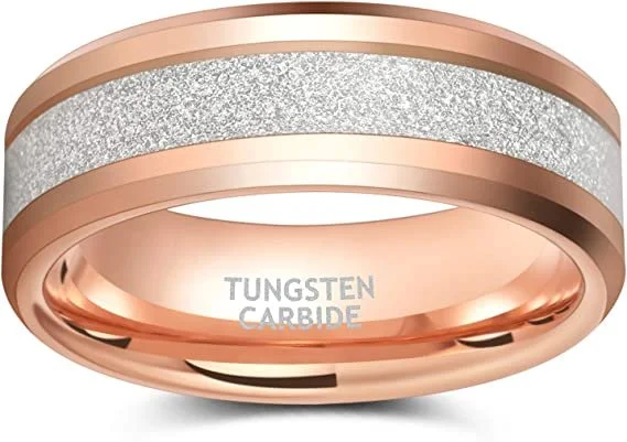 8mm Multiple Colors Sandstone Inlay Tungsten Carbide Men's Wedding Bands