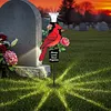 Solar Cardinal Memorial Stakes with LED Light Grave Memorial Plaque Stake Weatherproof Easy To Install Sympathy Gift for Loss of Mother Mom Grandma