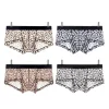 Men's Ultra-thin Mesh Ice Silk Sexy Leopard Print Boxer Briefs