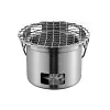 Home Stainless Steel Outdoor Mini Charcoal Stove Portable Round Barbecue Grill