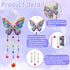 3PCS-3 5D DIY Diamond Painting Wind Chimes Suncatcher Kit Double Sided Diamond Art Kits Suncatcher with Crystal Pendant for Home Wall Window Decor Adults DIY Art Craft