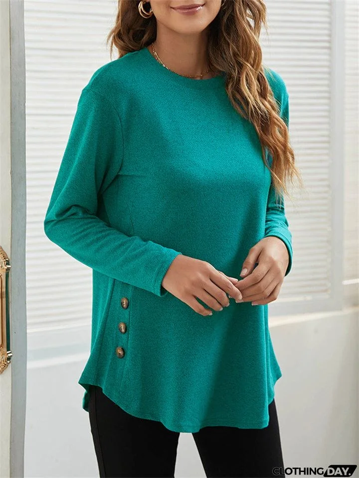 Women's Simple Casual Round Neck Long Sleeve T-shirts