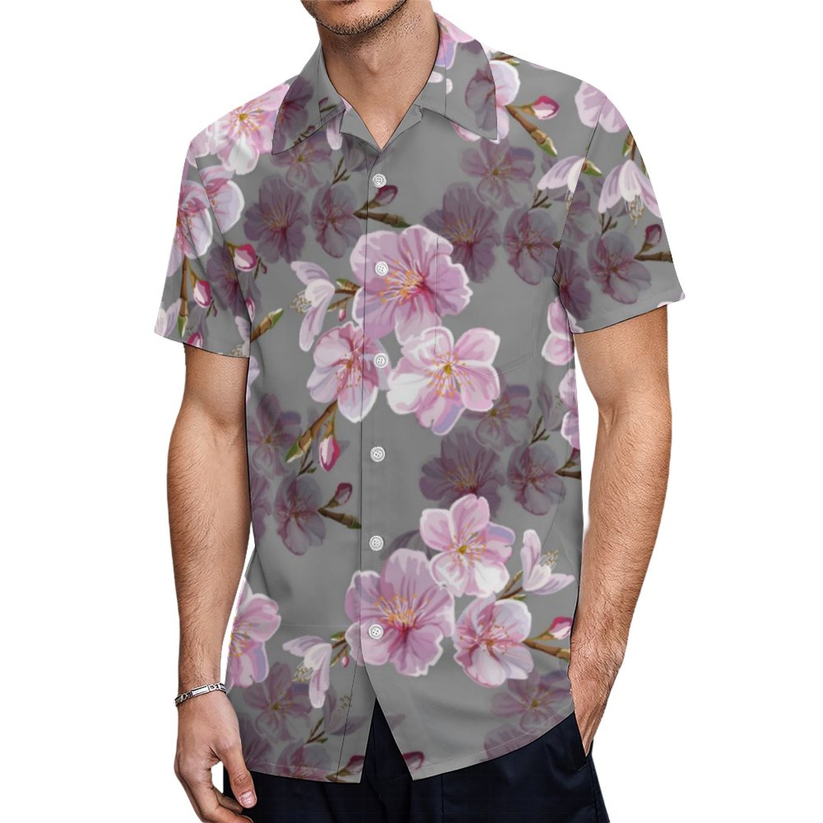 Beautiful Asian Japanese Sakura Blossom Floral Hawaiian Shirt Mens Button Down Tropical Hawaii Beach Shirts
