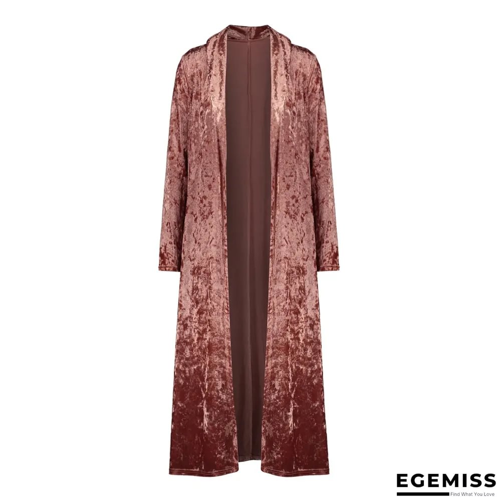 Long Sleeve Velvet Windbreaker Cardigan Coat | EGEMISS