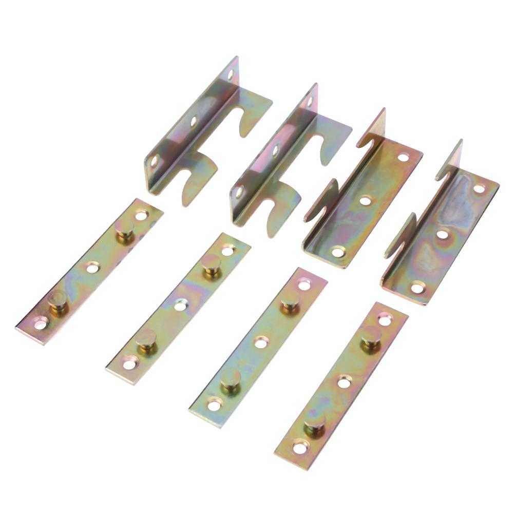

8Pcs Iron Bed Fittings Connectors Brackets Joiners Hook Frame Replacement, 501 Original