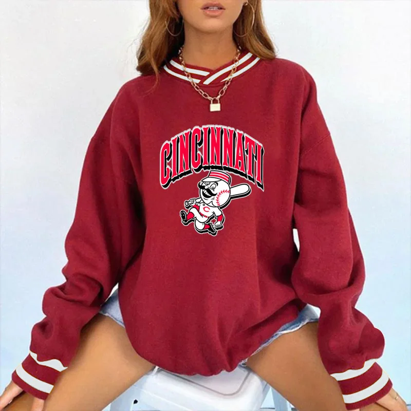 Women's Vintage Support Cincinnati Reds Baseball Print Sweatshirt