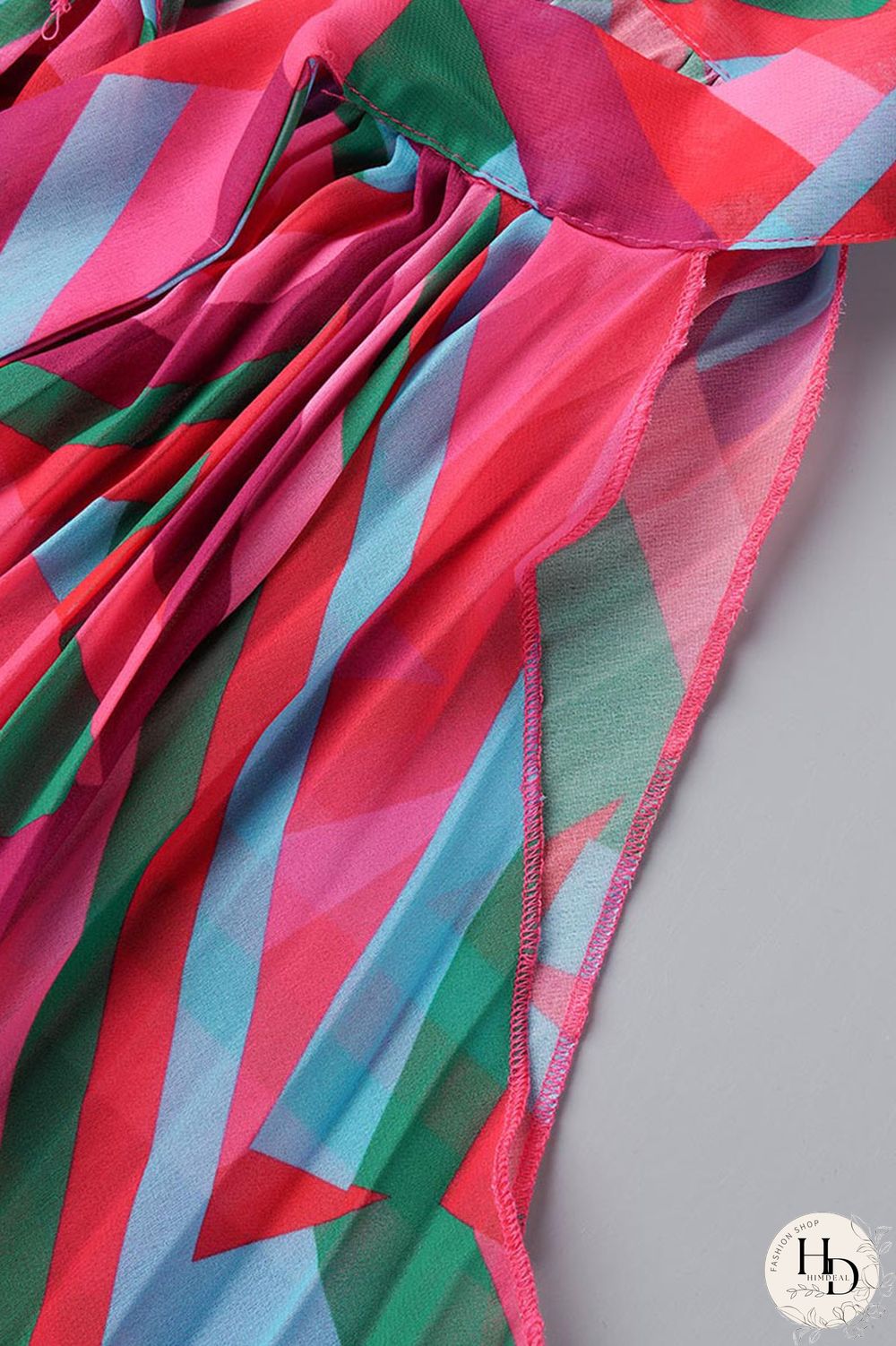 Rose Red Casual Print Patchwork Fold O Neck A Line Dresses