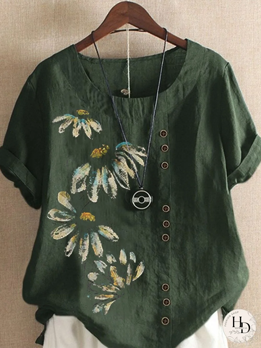 Vintage Casual Plus Size Floral Printed Blouse Shirts Tops