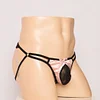 Smooth texture mesh pouch see-through cute bow men's sexy underwear