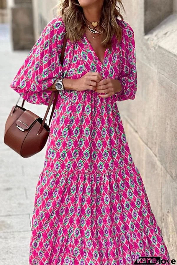 Short Sleeve Midi Bohemian Dress