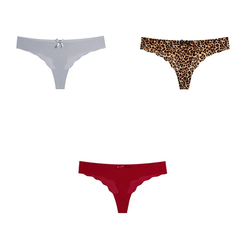 3 Pcs Sexy Lingerie Woman Underwear Seamless Sports Panties Female Thong G-string Thongs For Woman Underwear Ice Silk BANNIROU