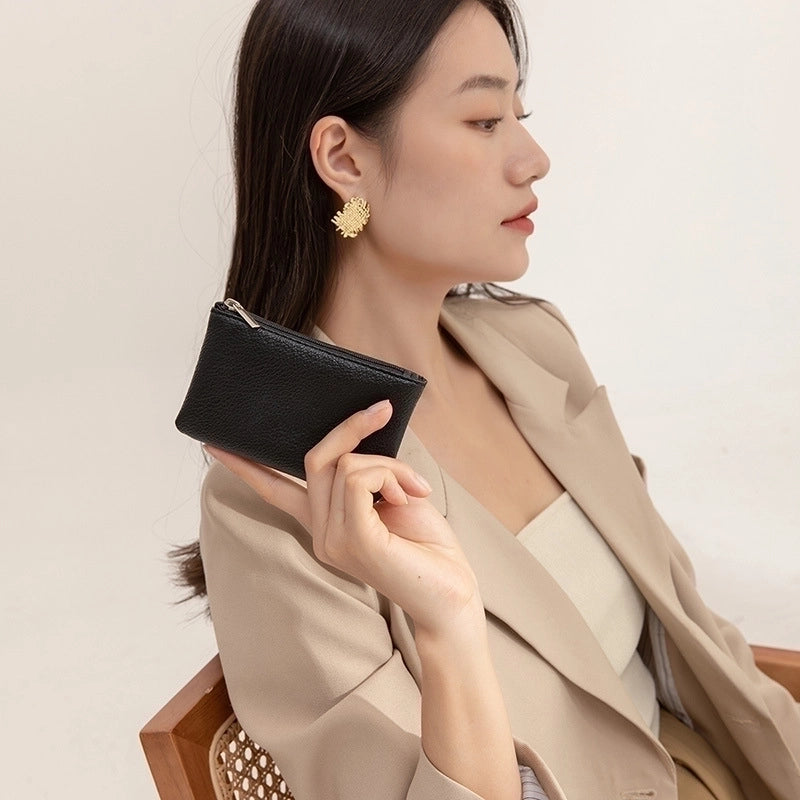 Unisex Solid Color Pu Leather Zipper Coin Purses