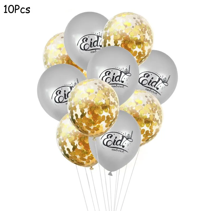 1Set EID MUBARAK Balloons Gold Silver Helium Confetti Ballon For Muslim EID Air Ball Ramadan Festival Party Decoration Supplies