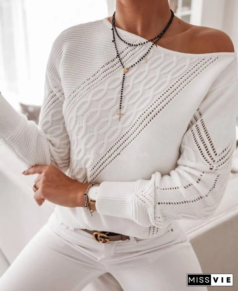 Off Shoulder Leisure Sweater