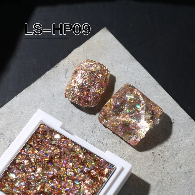 Nail UV Gel Polish Soak off Glitter Sequins Multi Color Solid Color Gel Glitter Palette Nail Art Decoration Gel Manicures Tool-Nail Inspo