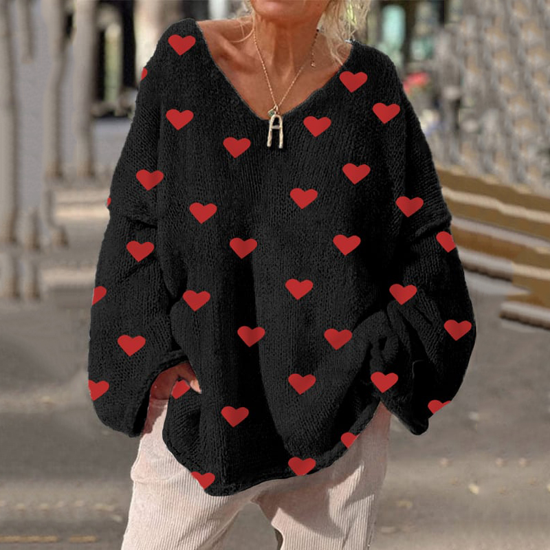 Comstylish Women's Valentine's Day Love Heart Print Casual T-shirt