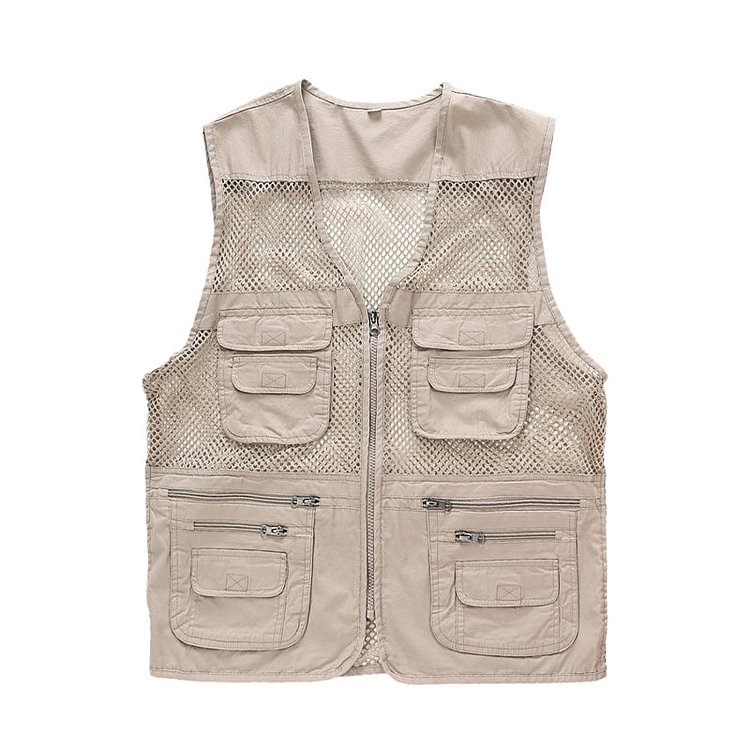 FISHING ZIPPERED THREE-DIMENSIONAL POCKET BREATHABLE VEST