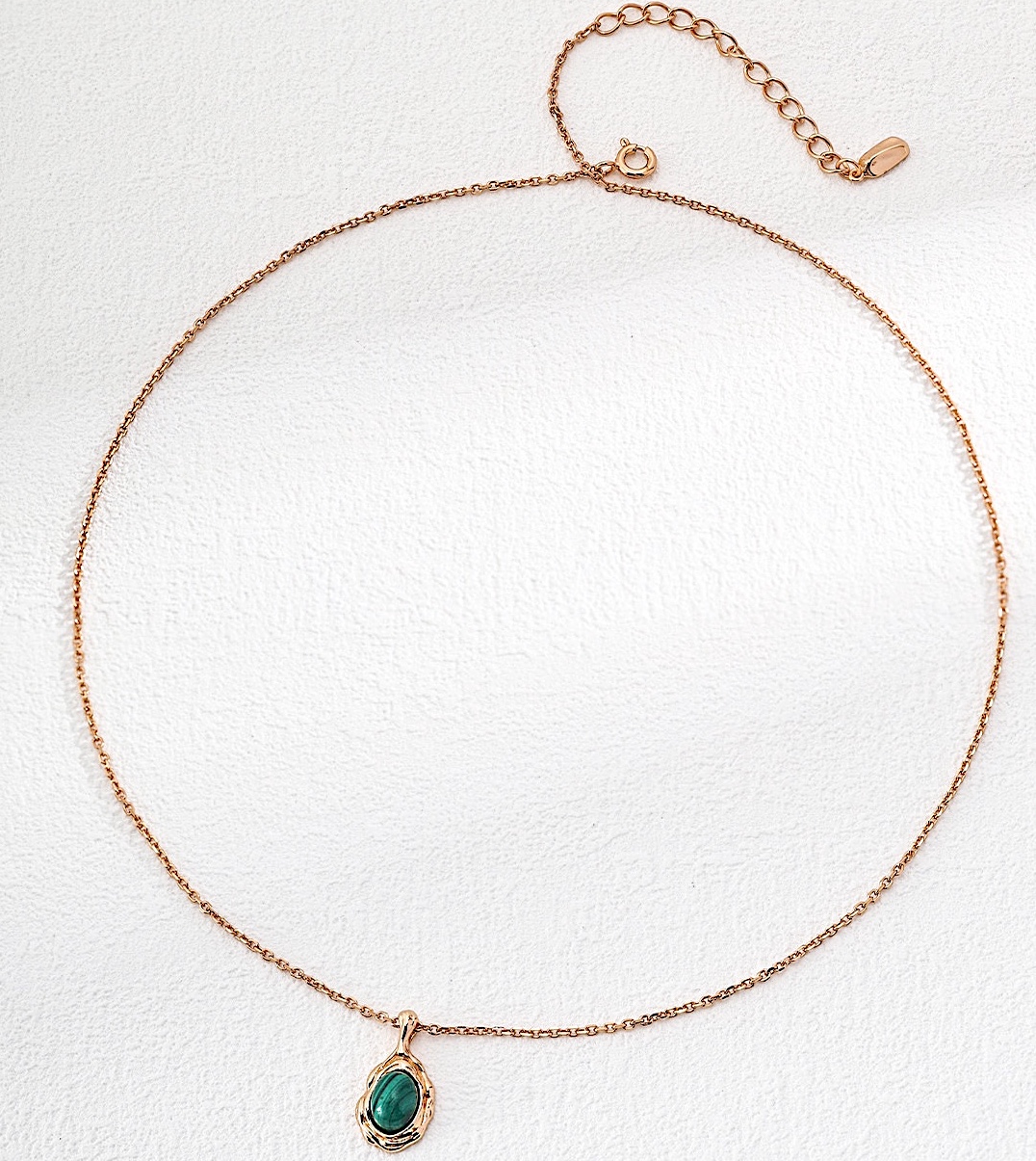 Molten Oval Malachite/Tiger Eye Stone Gold Plated Pendant Necklace
