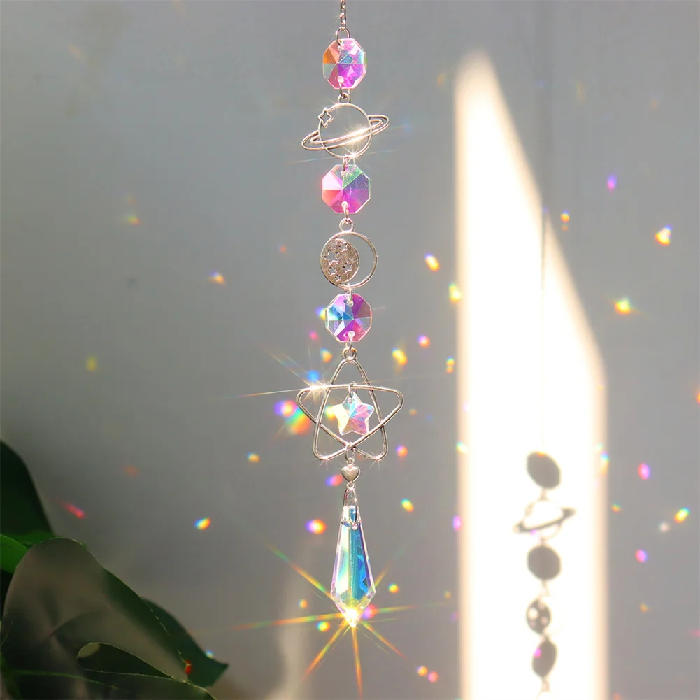 Crystal Wind Chime Prism Catchers Hanging Ornament Curtain Garden Pendant