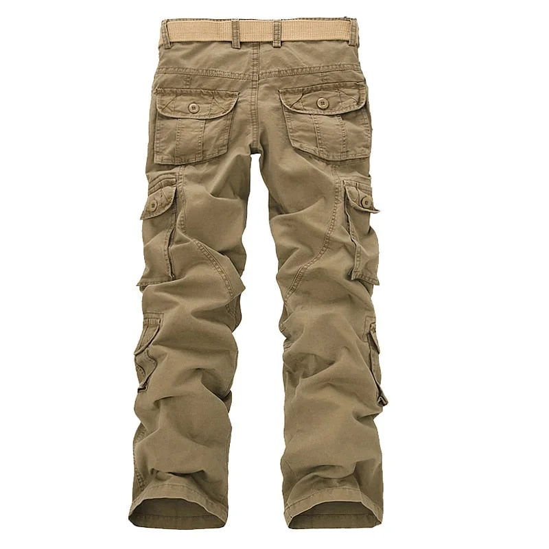 Huiketi Military Cargo Pants Men Loose Baggy Tactical Trousers Oustdoor Casual Cotton Cargo Pants Men Multi Pockets Big size 1007