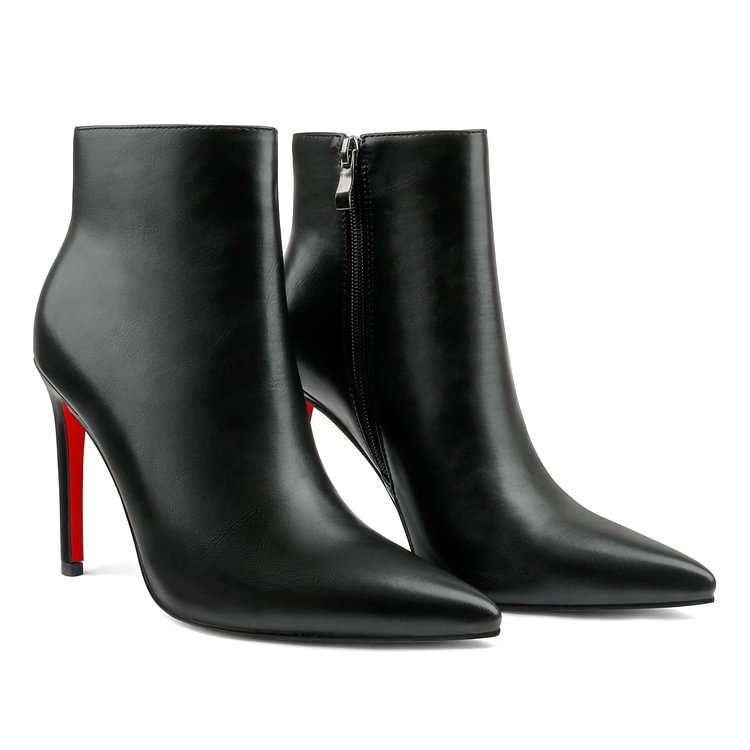 100mm Women's Closed Pointed Toe Stilettos Ankle Boots Red Bottoms
