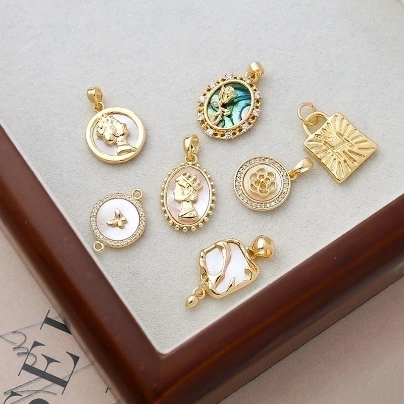 1 Piece Retro Geometric Bear Rose Copper Plating Inlay Jewelry Accessories