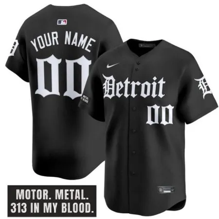 Men's Detroit Tigers Black "Motor Gothic Edition" Vapor Premier Limited Stitched Baseball Custom Jersey