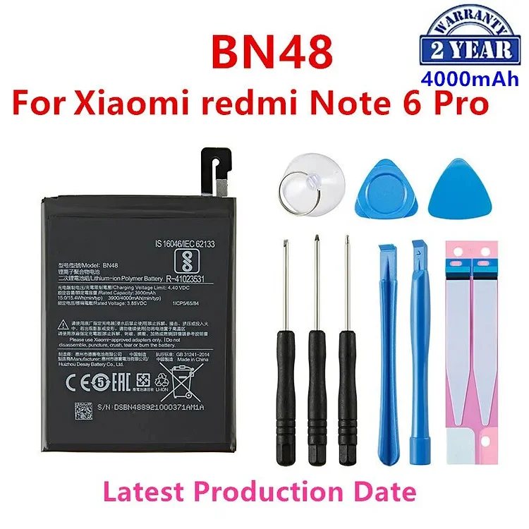 100% Orginal BN48 Battery 4000mAh For Xiaomi redmi Note 6 Pro High Quality BN48 Battery + Free Tools
