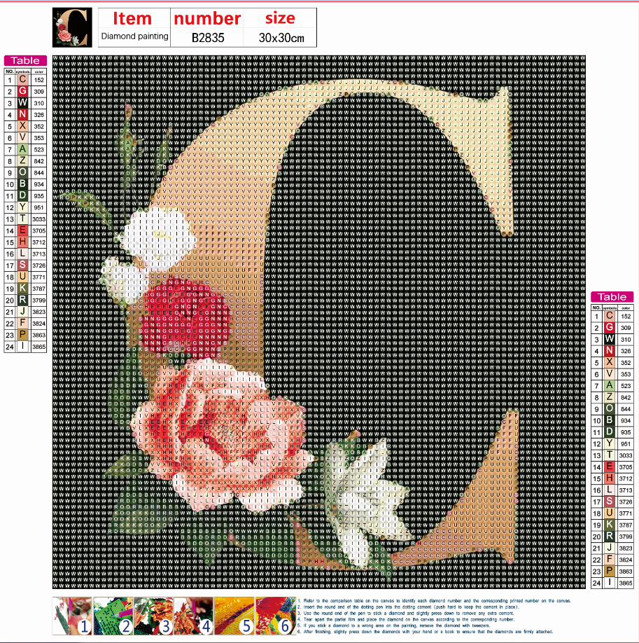 Diamond Painting - Full Round Drill - Flower Alphabet(30*30cm)