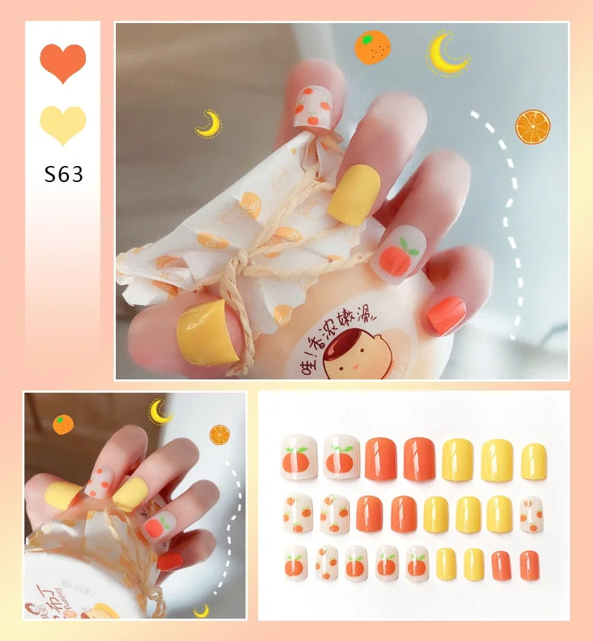 Nail Art Fake Nails Short Tips Press on With Glue Coffin Stick Clear False Display Designs Set Full Cover Artificial Square Kiss-Nail Inspo